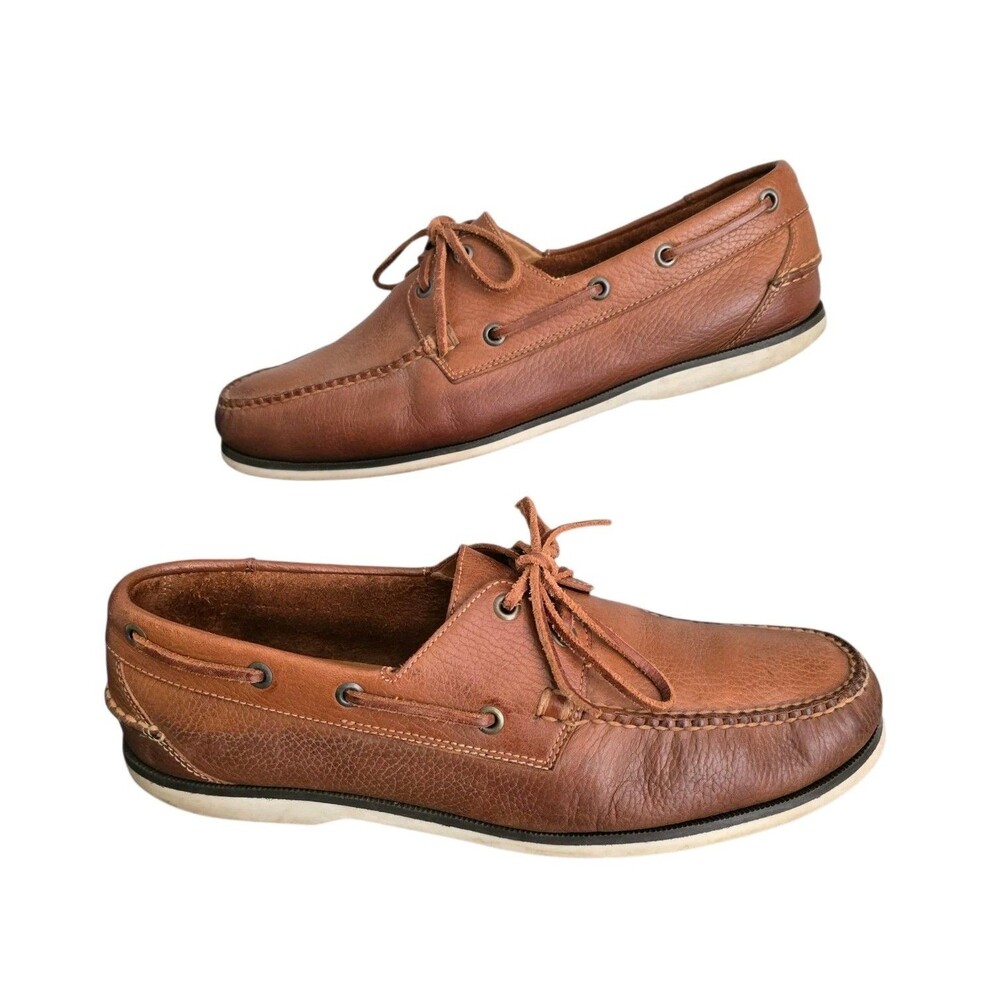 Peter Millar Boat Shoes Mens Size 11.5M Brown Leather Lace Up